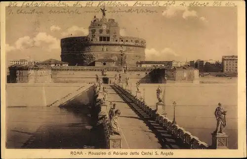 Ak Roma Rom Lazio, Mausoleo di Adriano detto Castel S. Angelo, Brücke, Tiber