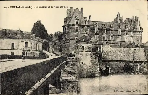 Ak Durtal Maine et Loire, le Château et le vieux Moulin