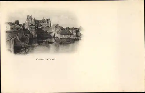 Ak Durtal Maine et Loire, Château, Brücke, Loire