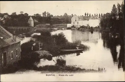 Ak Durtal Maine et Loire, Rives du Loir, Flusspartie