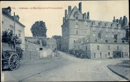 Ak Durtal Maine et Loire, Château et montée de la Primaudière