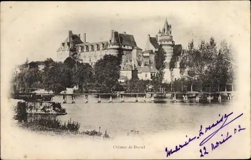 Ak Durtal Maine et Loire, Château, Flusspartie