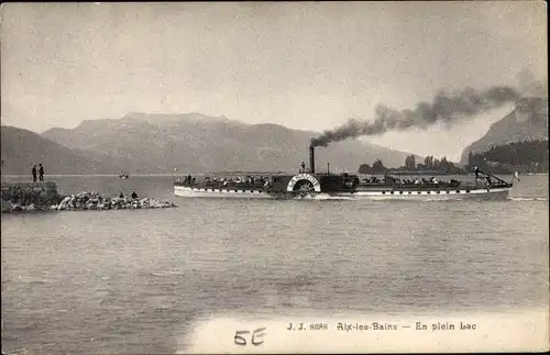 Ak Aix les Bains Savoie, En plein Lac, Salondampfer