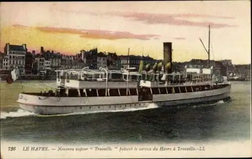 Ak Le Havre Seine Maritime, Nouveau vapeur Trouville, Salondampfer