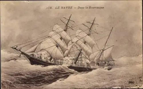 Künstler Ak Le Havre Seine Maritime, Dans la Bourrasque
