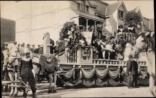 Ak Groningen Niederlande, Historisch-allegorische Optocht, 10. September 1913, Festwagen Blumenwagen