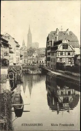 Ak Strasbourg Straßburg Elsass Bas Rhin, Klein Frankreich, Flusspartie
