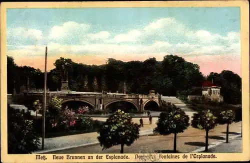 Ak Metz Moselle, Neue Brunnen an der Esplanade