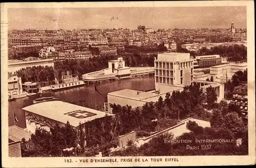 Ak Paris, Exposition Universelle de 1937, Vue d'Ensemble, Prise de la Tour Eiffel