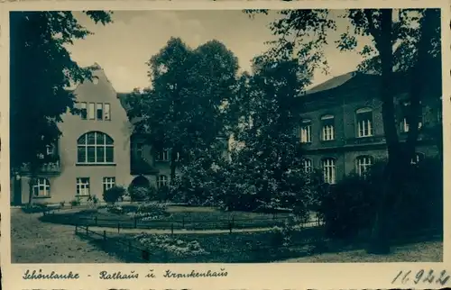 Ak Trzcianka Schönlanke an der Ostbahn Posen, Rathaus, Krankenhaus