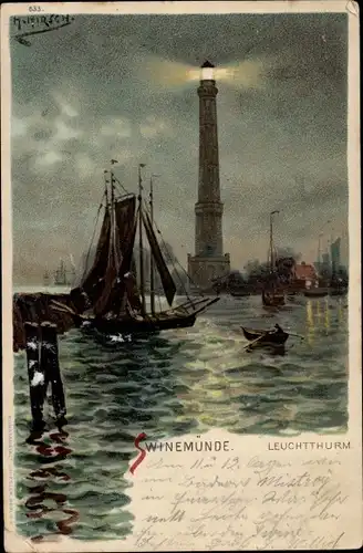 Litho Świnoujście Swinemünde Pommern, Leuchtturm