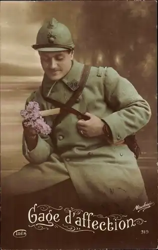 Ak Gage d'affection, französischer Soldat in Uniform