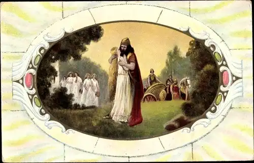 Präge Ak Küssendes Paar in historischer Kleidung, Streitwagen, Römer