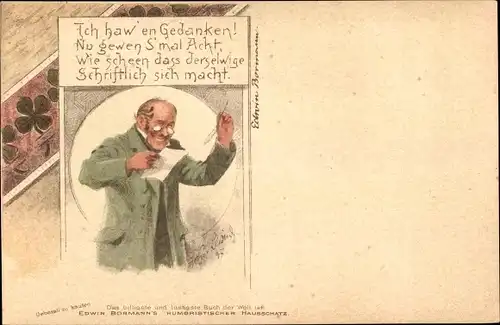 Künstler Litho Lewin, Arthur, Edwin Bormanns Humoristischer Hausschatz, Ich haw en Gedanken