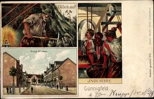 Ak Günnigfeld Wattenscheid Bochum im Ruhrgebiet, Industrie, Bergmann, Kruppstraße
