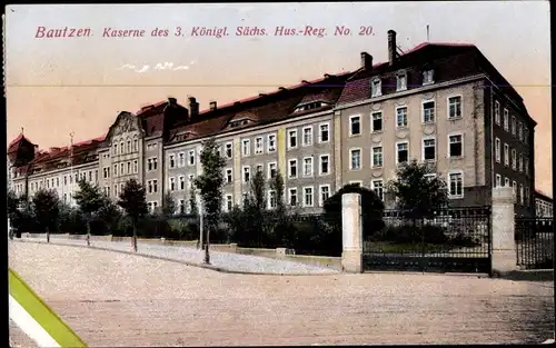 Ak Bautzen in der Oberlausitz, Kaserne des 3. Kgl. Sächs. Husaren Regiments No. 20