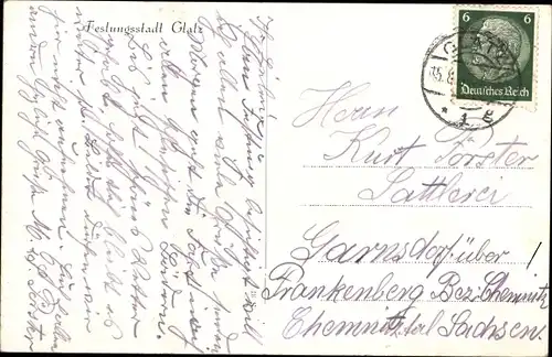 Ak Kłodzko Glatz Schlesien, Teilansicht mit Festung