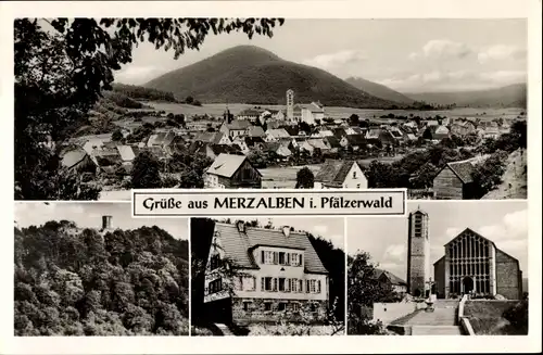 Ak Merzalben in der Pfalz, Gesamtansicht, Kirche, Gasthaus