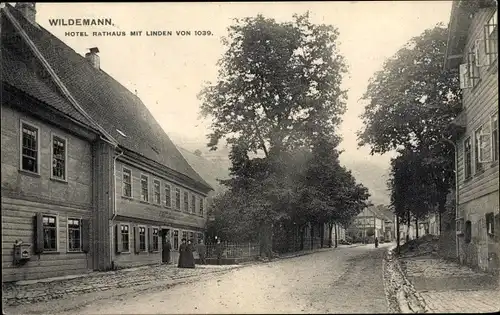 Ak Wildemann Clausthal Zellerfeld im Oberharz, Hotel Rathaus, Linden von 1039