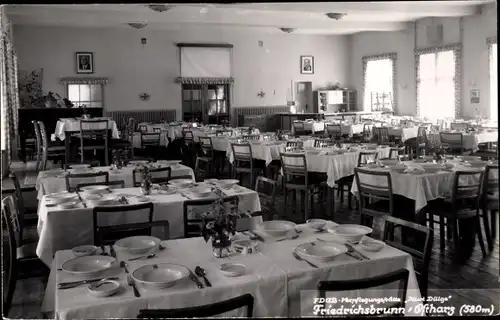 Foto Ak Friedrichsbrunn Thale im Harz, FDGB Verpflegungsstätte Kurt Dülge, Speisesaal