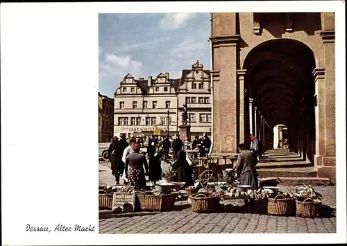 Ak Dessau, Alter Markt, Marktstände