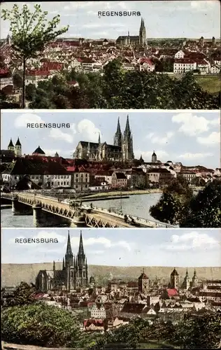 Ak Regensburg an der Donau Oberpfalz, Dom, Gesamtansicht