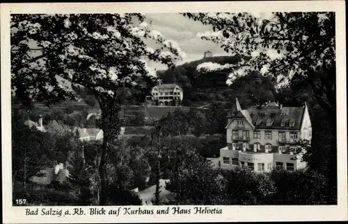 Ak Bad Salzig Boppard am Rhein, Kurhaus, Haus Helvetia