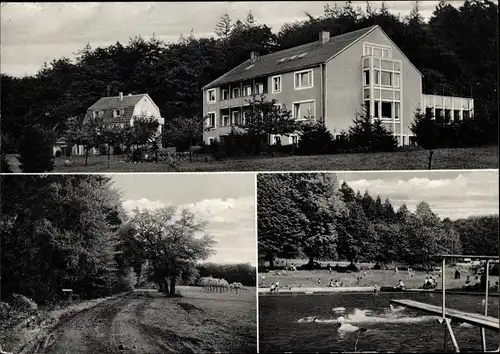 Ak Mündersbach Westerwald, Blindenerholungsheim, Waldpartie, Freibad