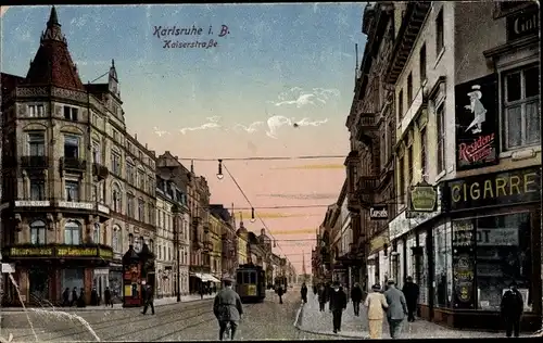 Ak Karlsruhe in Baden, Kaiserstraße, Cigarrenladen