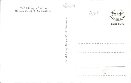 Ak Ettlingen in Baden, Kirchenplatz mit St. Martinskirche