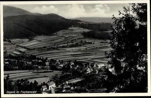 Ak Zeyern Marktrodach in Oberfranken, Blick auf den Ort, Felder