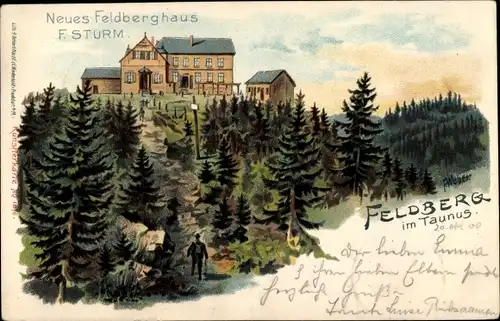 Litho Niederreifenberg Schmitten im Taunus, Großer Feldberg, Neues Feldberghaus F. Sturm