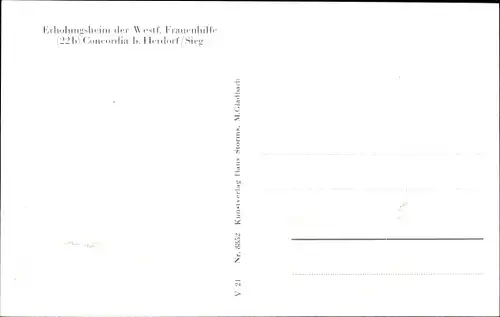 Ak Herdorf im Hellertal, Erholungsheim Concordia, Westf. Frauenhilfe