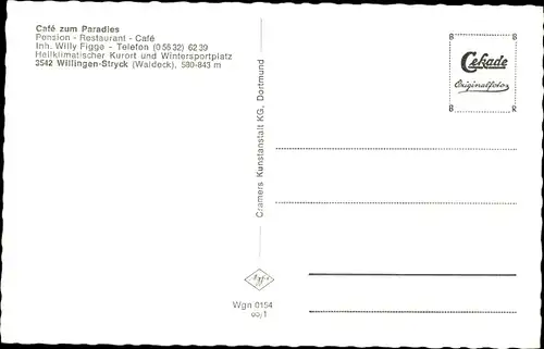 Ak Stryck Willingen Upland in Hessen, Café zum Paradies, Winter, Wald