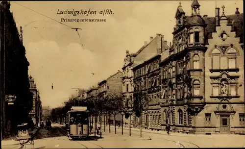 Ak Ludwigshafen am Rhein, Prinzregentenstraße, Straßenbahn