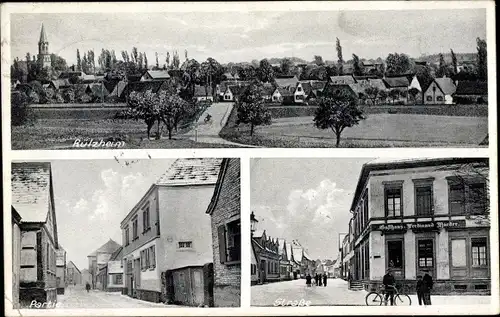 Ak Rülzheim in der Pfalz, Gasthaus, Straßenpartie, Blick auf den Ort