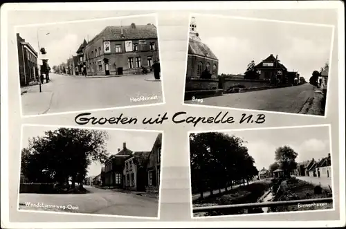 Ak Capelle Nordbrabant Niederlande, Brug, Hoofdstraat, Binnenhaven, Wendelnesseweg-Oost