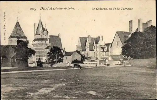 Ak Durtal Maine et Loire, Château, vue de la Terrasse