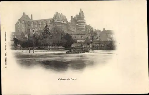 Ak Durtal Maine et Loire, le Château, Flusspartie