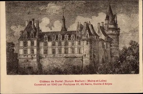 Ak Durtal Maine et Loire, Château, Gesamtansicht