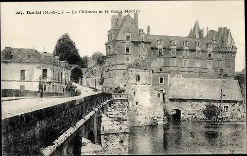 Ak Durtal Maine et Loire, le Château et le vieux Moulin