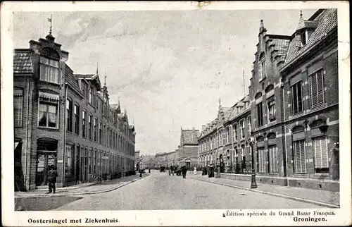 Ak Groningen Niederlande, Oostersingel met Ziekenhuis