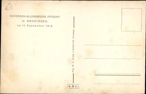 Ak Groningen Niederlande, Historisch-allegorische Optocht, 10. September 1913, Festwagen