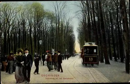 Ak Groningen Niederlande, Heereweg bij het Sterrebosch, Straßenbahn