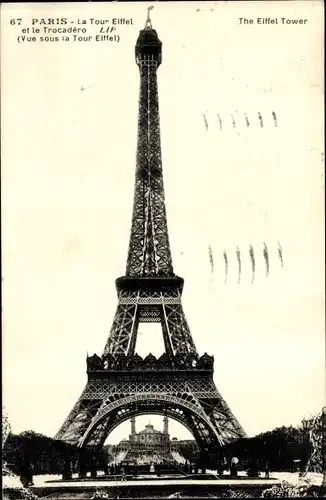 Ak Paris VII, La Tour Eiffel, Eiffelturm, Trocadero