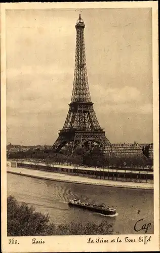 Ak Paris VII, La Tour Eiffel, Eiffelturm, La Seine