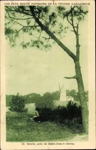 Ak Saint Jean de Monts Vendée, Moulin, Windmühle