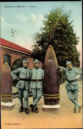 Ak Mailly le Camp Aube, Arsenal, Französische Soldaten in Uniformen, I. WK