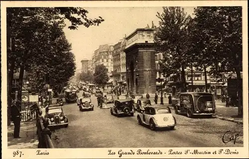 Ak Paris, Le Grands Boulevards, Portes St. Martin et St. Denis