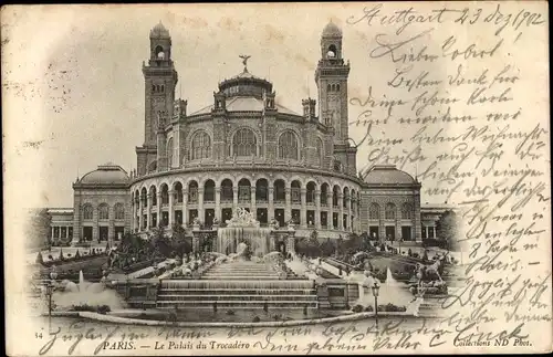 Ak Paris XVI Trocadéro, Palais du Trocadéro, Gesamtansicht